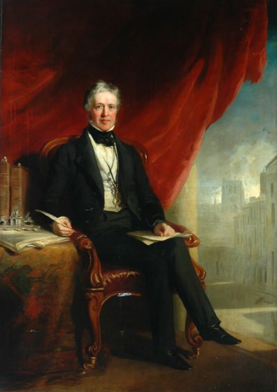 Unknown Man Seated with Parish Church in Background, 1844 by Isaac Faulkner Bird